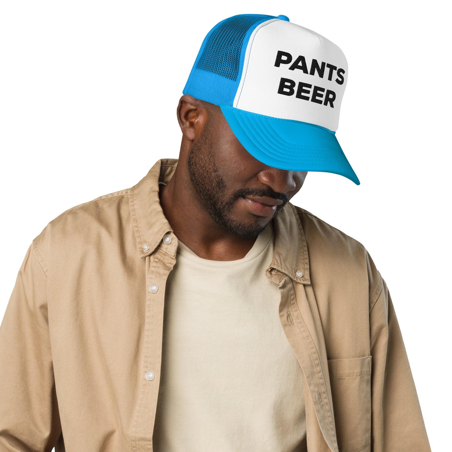 PANTS BEER EMBROIDERED FOAM TRUCKER HAT